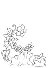 Dibujo para colorear flores en el bosque