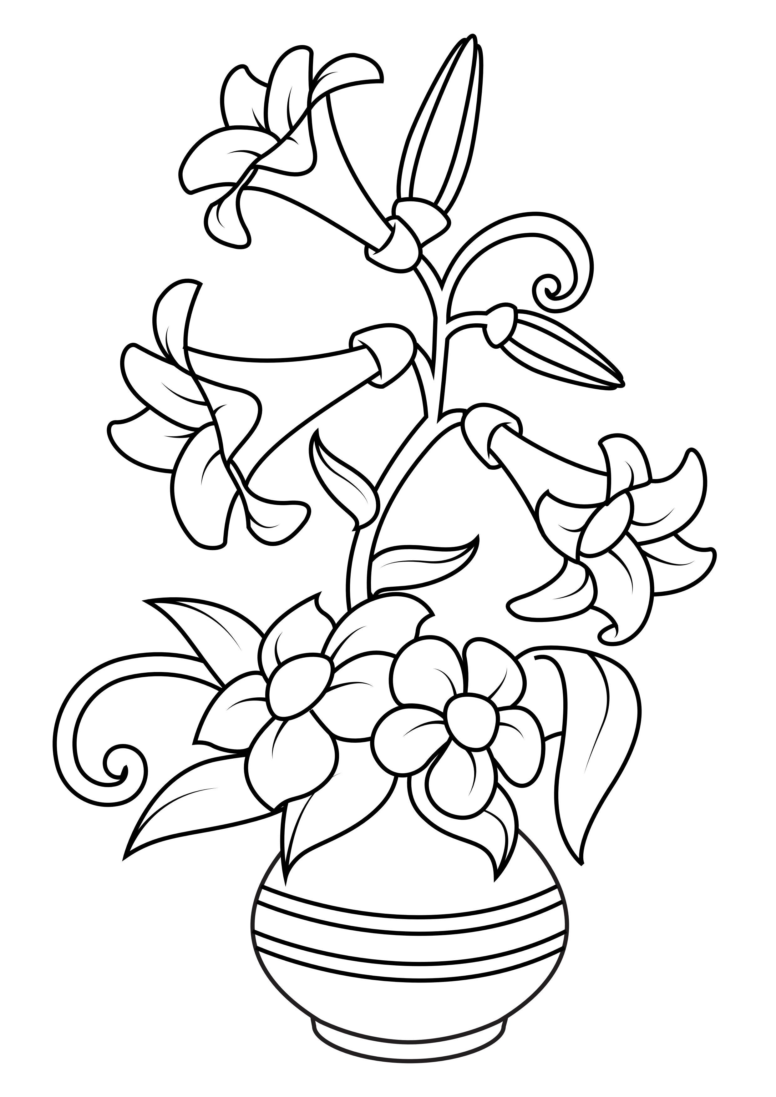 Dibujo para colorear flores en florero