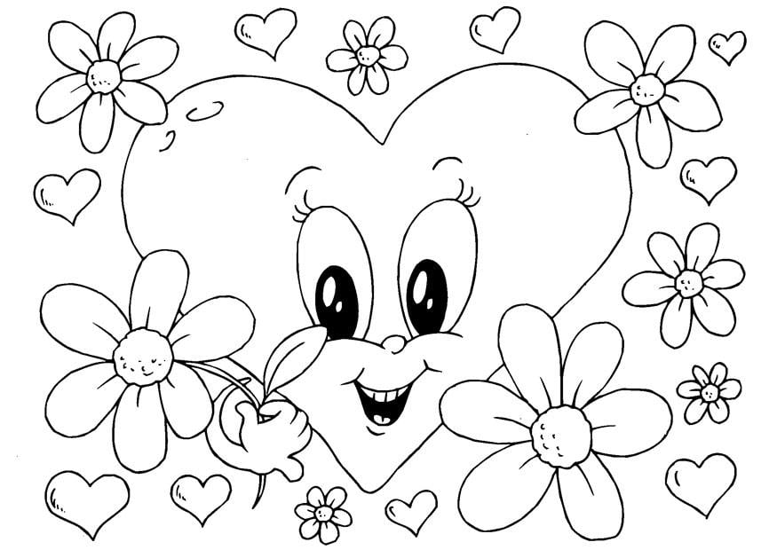 Dibujo para colorear flores San ValentÃ­n 
