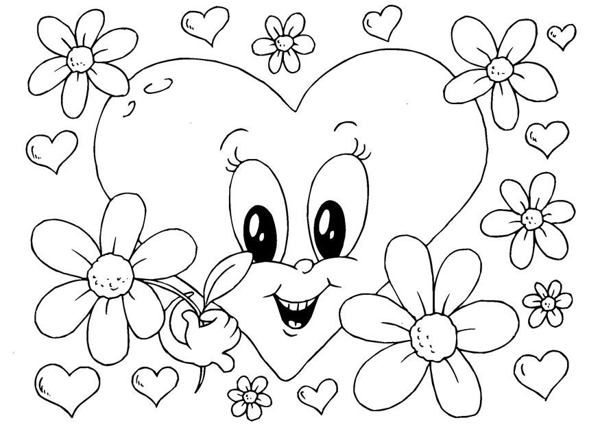 Dibujo para colorear flores San ValentÃ­n 