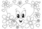 Dibujo para colorear flores San ValentÃ­n 