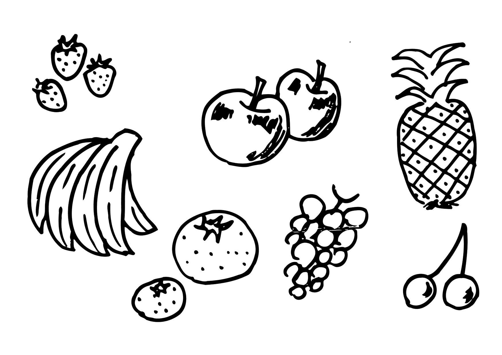 Dibujos de frutas para imprimir y colorear