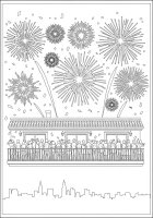 Dibujo para colorear fuegos artificiales