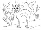 Dibujos para colorear gato aterrador