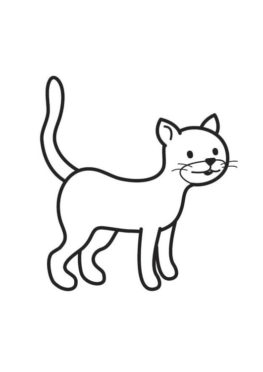 Dibujo para colorear de un gato sonriendo de forma amigable y con un diseño sencillo.