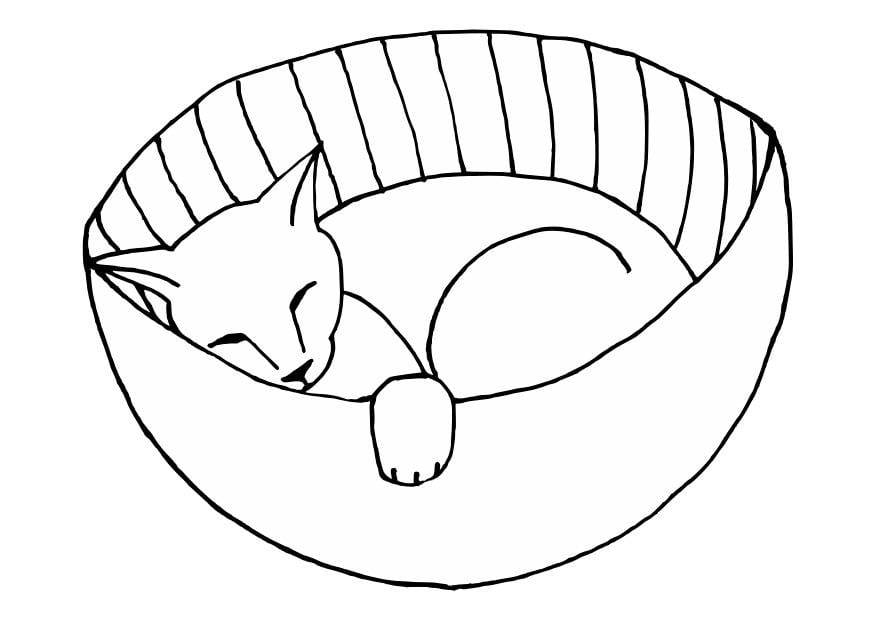 Dibujo para colorear gato durmiendo