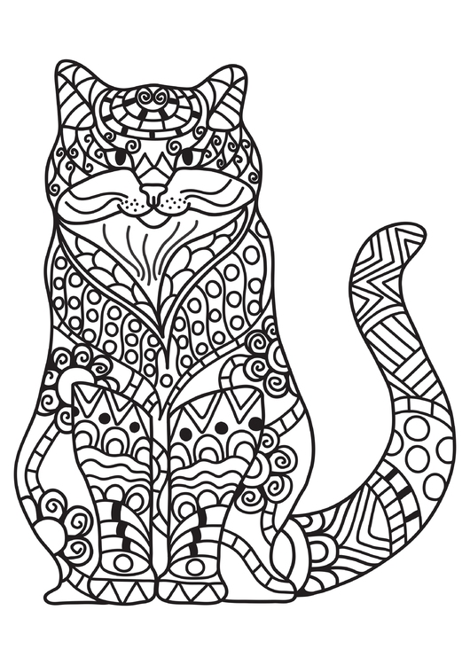 Dibujo para colorear gato estÃ¡ sonriendo