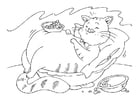 Dibujo para colorear gato gordo