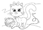 Dibujos para colorear gato y lana