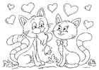 Dibujos para colorear gatos San Valentín