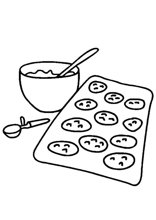 Dibujo para colorear Haciendo galletas - cocinando