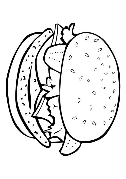 Hamburguesa libro para colorear comida rápida dibujo en blanco y negro  pan blanco comida cara png  PNGWing