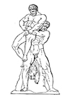 dibujo-para-colorear Heracles y Anteo