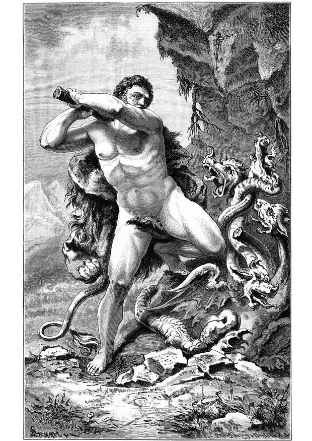 Dibujo para colorear Hercules y la serpiente