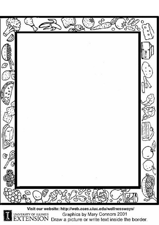 Dibujo para colorear Hoja de trabajo de comida sana