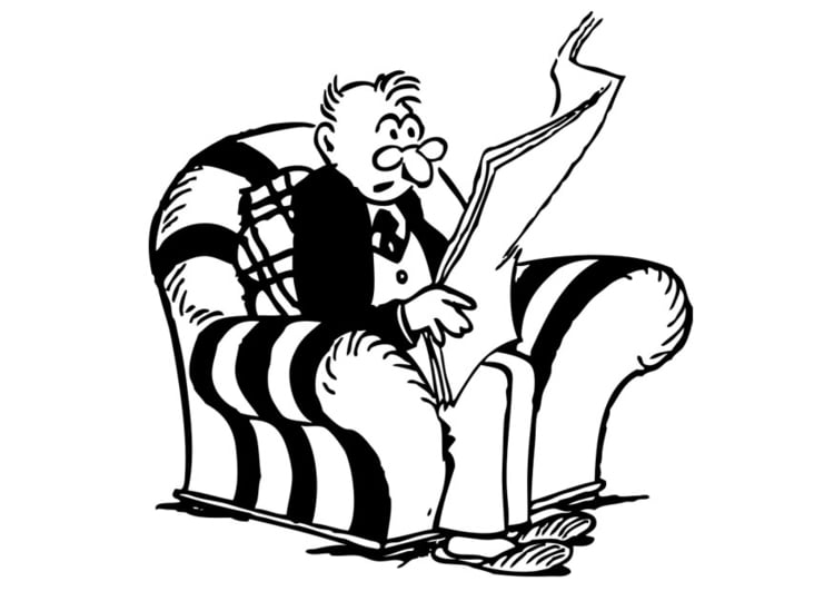 Dibujo para colorear hombre leyendo el periÃ³dico