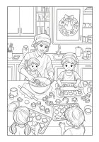 Dibujo para colorear horneando en navidad