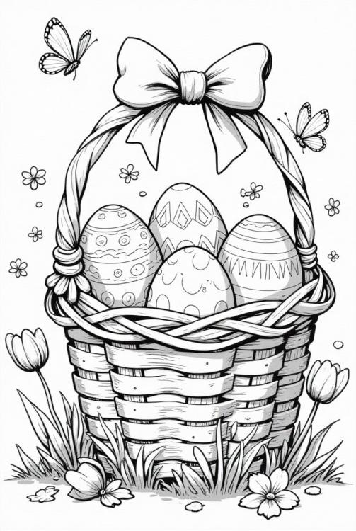 huevos de pascua en la canasta