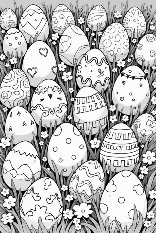 huevos de pascua en la hierba