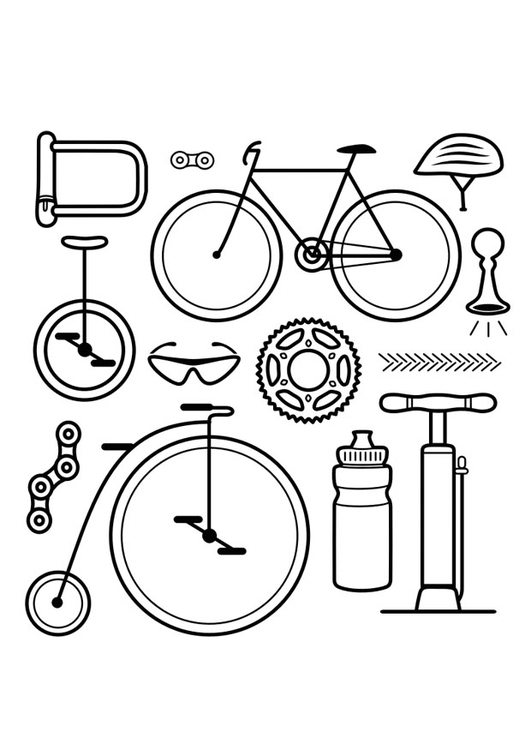 Dibujo para colorear iconos - bicicleta