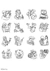 Dibujo para colorear Iconos varias profesiones