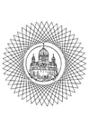 Dibujo para colorear iglesia en mandala