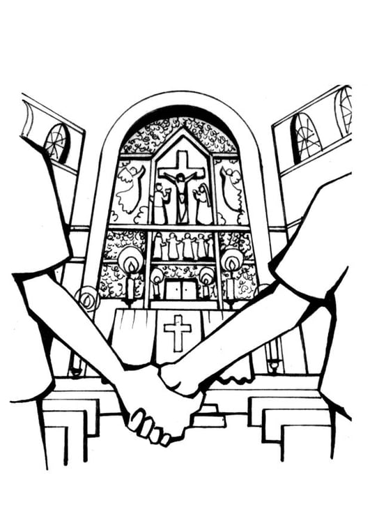 Dibujo para colorear Iglesia - matrimonio