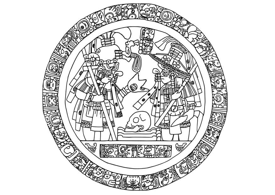 Dibujo para colorear imagen maya en círculo - Dibujos Para Imprimir Gratis  - Img 28122