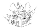 Dibujos para colorear Incendio en una casa
