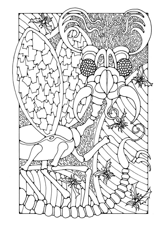 Dibujo para colorear insecto de fantasÃ­a