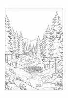 Dibujo para colorear invierno en el bosque