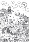 Dibujos para colorear isla de cuento de hadas