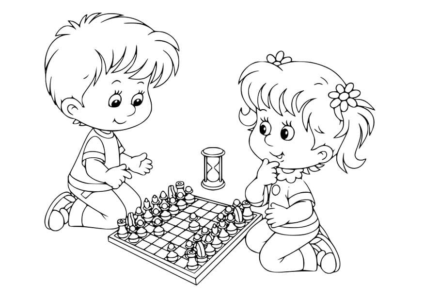Dibujo para colorear jugar al ajedrez