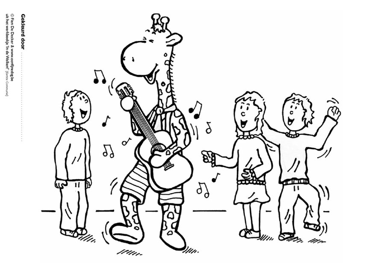 Dibujo para colorear Juul y sus amigos tocando mÃºsica