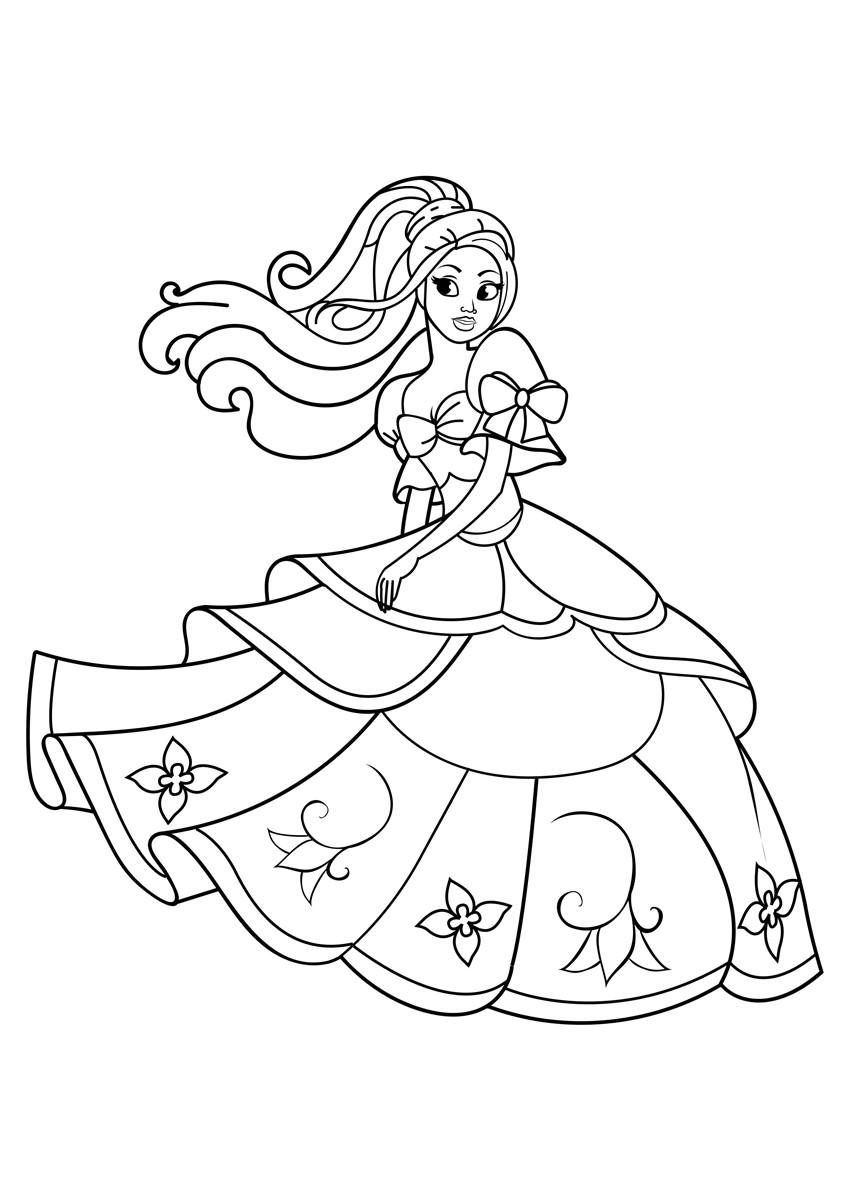 Dibujo para colorear la princesa esta bailando