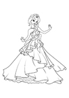 Dibujo para colorear la princesa esta bailando