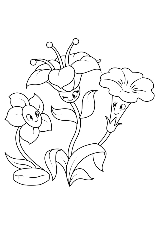 Dibujo para colorear las flores se divierten