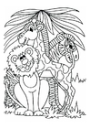 Dibujo para colorear LeÃ³n, jirafa y cebra