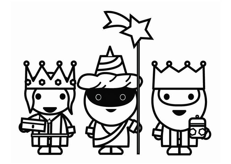 Dibujo para colorear Los Reyes Magos de camino