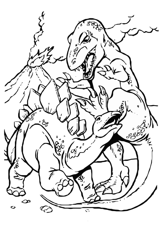 Dibujo para colorear lucha entre t-rex y estegosaurio - Dibujos Para Imprimir Gratis - Img 31138 Dibujo para colorear lucha entre t-rex y estegosaurio - Dibujos Para Imprimir Gratis - Img 31138