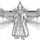 Luis XIV frente a su Palacio de Versalles.
