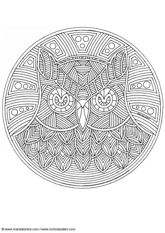 Dibujo para colorear Mandala bÃºho