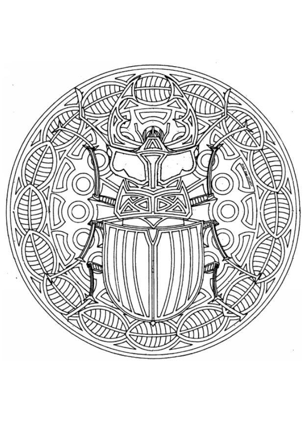 Dibujo para colorear Mandala escarabajo