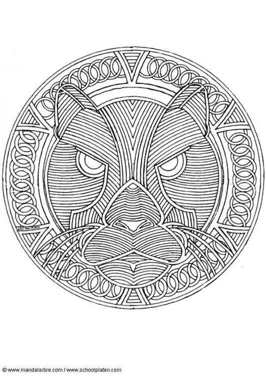 Dibujo para colorear Mandala tigre