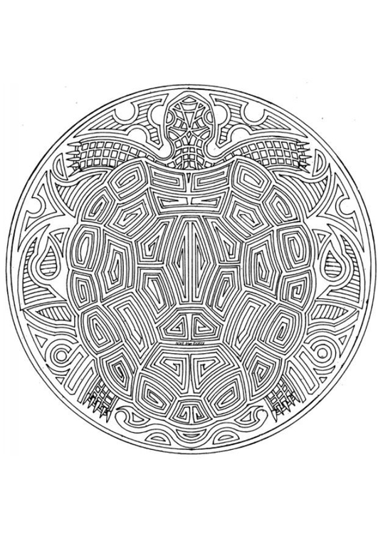 Dibujo para colorear Mandala tortuga