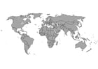 Dibujos para colorear Mapa del mundo con fronteras
