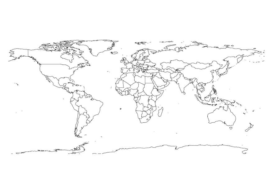 Dibujo para colorear mapa del mundo