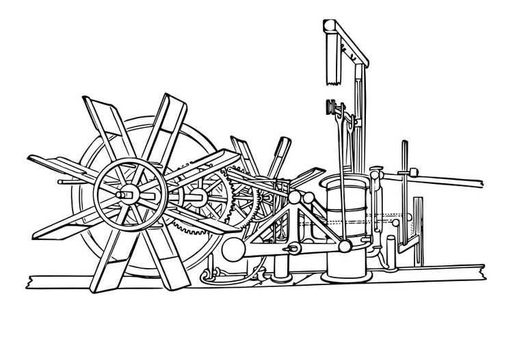 Dibujo para colorear mÃ¡quina de barco de vapor