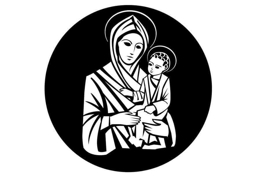Dibujo para colorear María y Jesús - Dibujos Para Imprimir Gratis - Img  24747