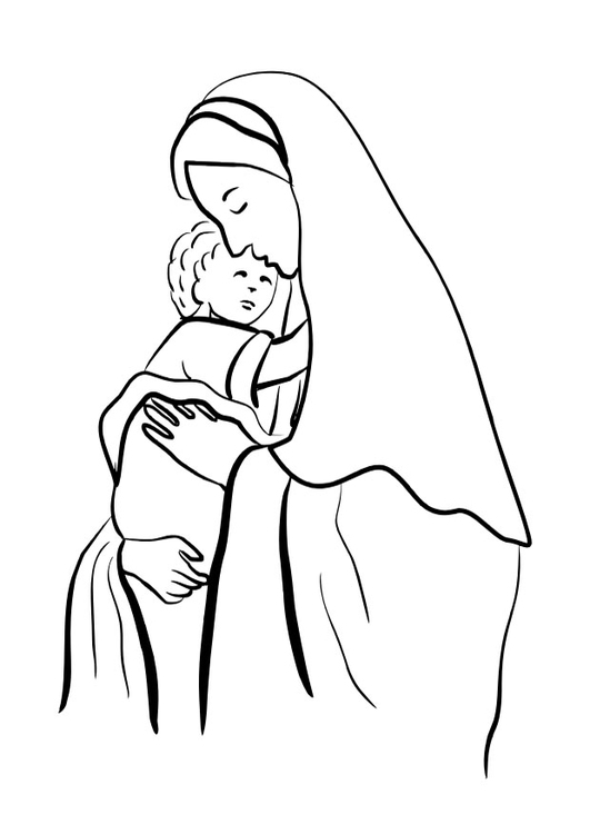 Dibujo para colorear María y Jesús